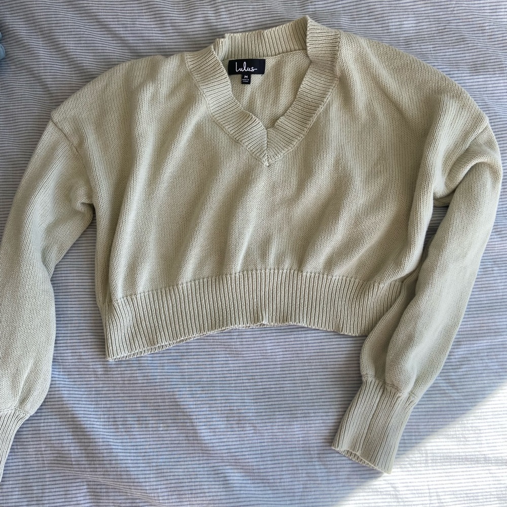 Crop slouchy green sweater